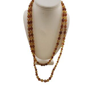 Vintage 2 Tone Faceted 56" Crystal Necklace (A5683)